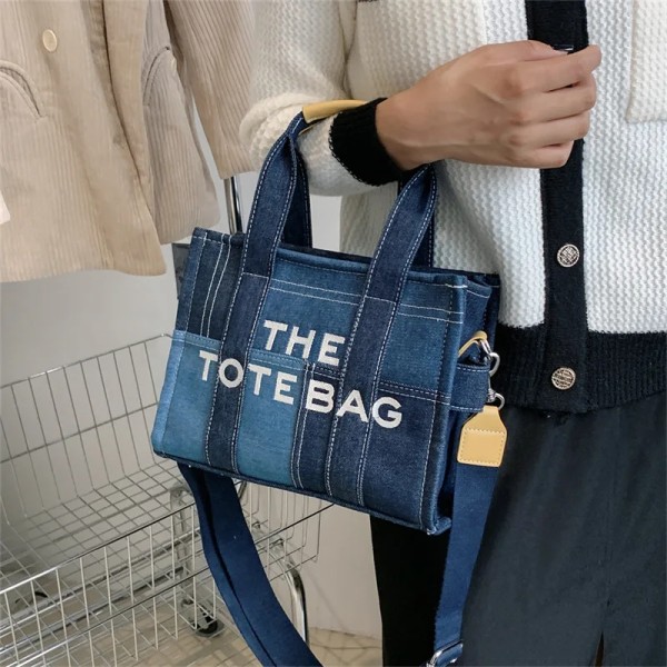 2023 Luxury Brands Denim Patchwork The Tote Bags for Women Handväskor Designer Canvas Shoulder Crossbody Bag Shopper Handväskor black small