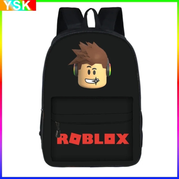 Roblox med fack Primär- och mellanstadieelever Skolväska Sportryggsäck Lightening Pojkar Flickor Cosplay Anime Mochila Lunch bag-02