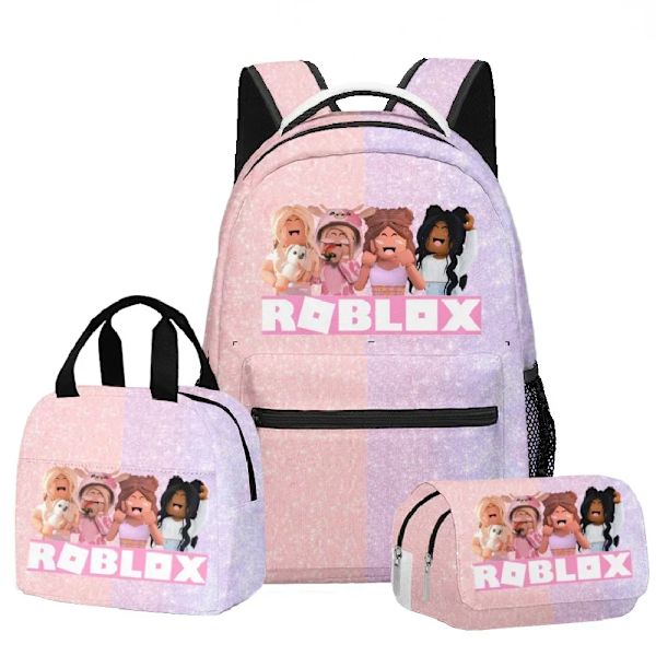ROBLOX Virtual World Primary Secondary School Skolväska Ryggsäck Mochila Ryggsäck kawaii Cartoon Presents Skolväska Mochila Fully printed bag--A