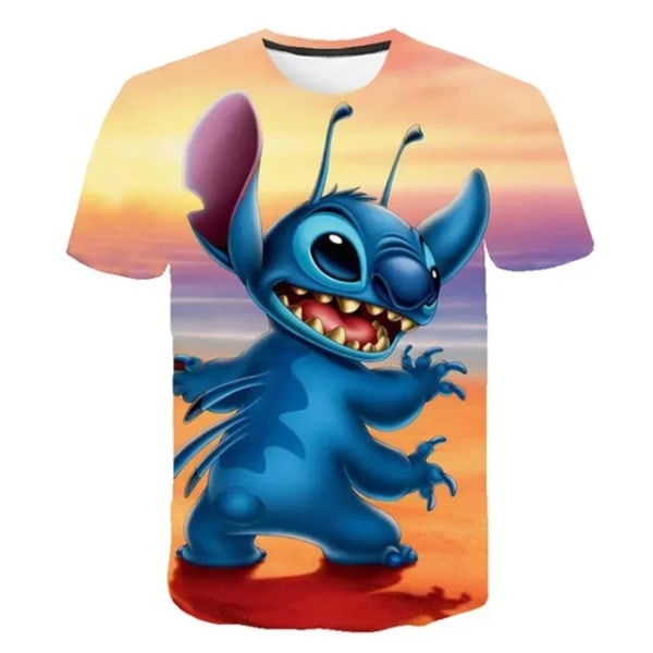 Lilo & Stitch T-shirt för barn Anime Sommarmode Tecknad barnpojke Flickor One Piece T-shirts Sonic Marios Kortärmad 16 130