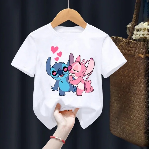 Disney Lilo Stitch Barn T-shirt Kawaii T-shirt Anime Tecknade Barn Casual T-shirt Barn Flicka Pojke Mode Y2K Topp 011632 120