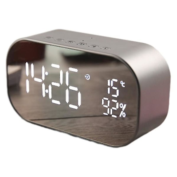 Väckarklocka Display Ljud Trådlös Bluetooth Bass Creative Desktop Bedside Högtalare Grey