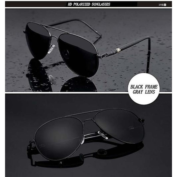 Aviation Metallbåge Kvalitet Överdimensionerad fjäderben Legering Herr Solglasögon Polariserad Brand Design Pilot Man Solglasögon Körning Black Frame Grey Other