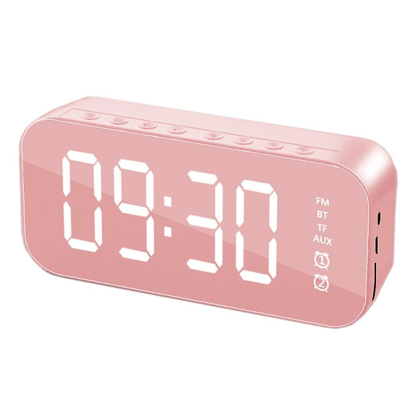 Digital väckarklocka med Bluetooth -högtalare - perfekt för sovrum och kontor (vit) pink