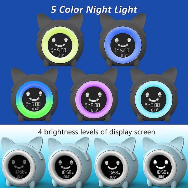 Barnväckarklocka LCD Digital Wake Up Clock Sleep Trainer med 5 färger nattljus och timer för barn sömntrainer, Kids Wake Up Ligh null none