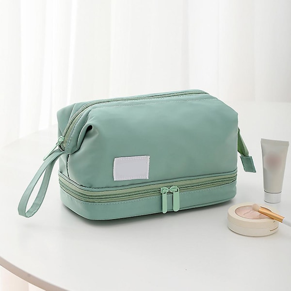 Sminkväska med fack Resekosmetikpåse, bärbar Zip Makeup Toalettartiklar Organizer Grön green none