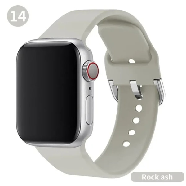 Lämplig för äpplen Mjuk silikonrem för Apple Watch Band 41mm 45mm 38mm 42mm 40 41mm Smart Watchband Armband För iWatch Series 9 8 7 6 Rock ash 38 40 41 mm M-L