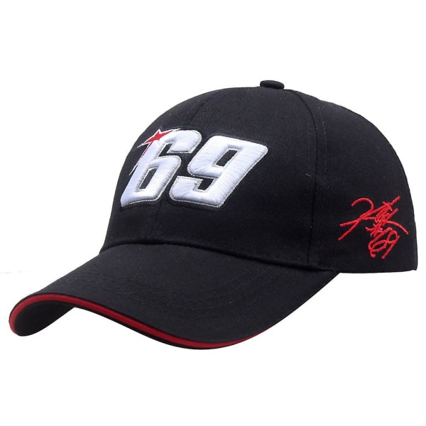 Motorcykelracing cap för män 3d broderi 69 Snapback-hatt Black