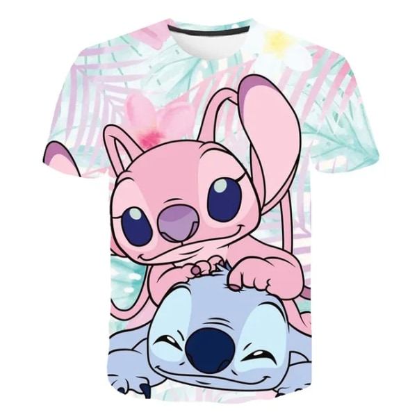 Kawaii Lilo Stitch Rolig tecknad T-shirt Barnstygn Söt Manga T-shirt Y2k Grafisk T-shirt för flickor Streetwear Boys Top Tees 2 100