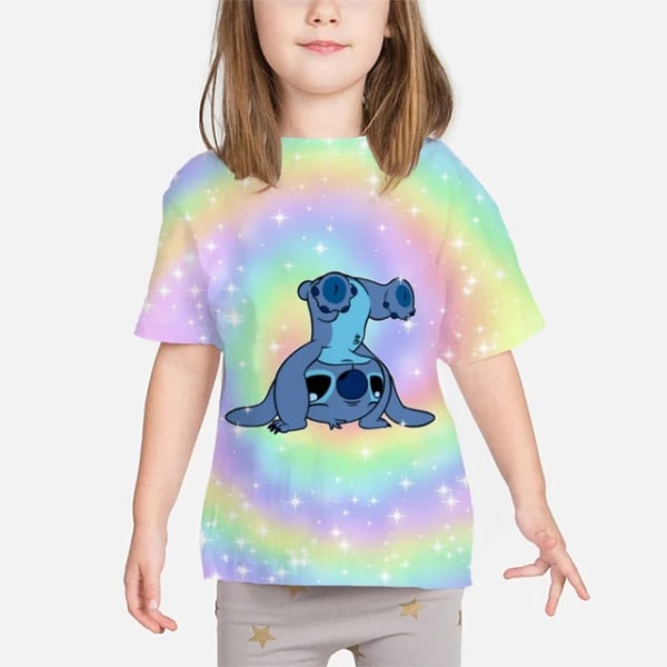 Ny Kawaii Lilo Stitch Rolig tecknad T-shirt Barn Flickor Stitch Söt Manga T-shirt Y2k Grafisk Pojkar T-shirt Streetwear Top Tees 8 120