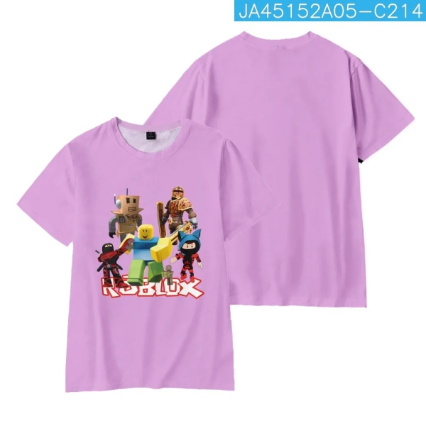 Barnkläder ROBLOX Tecknat print Skarva T-shirt O-ringad Sport T-shirt Pojkar Flickor Toppar Hög kvalitet ren bomull Kortärmad 8 150CM