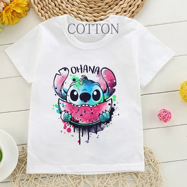 Barn T-shirt i bomull Barn Disney Lilo Stitch Tecknad T-shirt Stitch Söt Manga T-shirt Y2k Grafisk T-shirt Tjej Pojke Topp T-shirts 59217 140