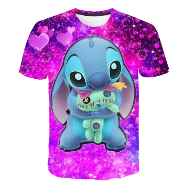 Kawaii Lilo Stitch Rolig tecknad T-shirt Barnstygn Söt Manga T-shirt Y2k Grafisk T-shirt för flickor Streetwear Boys Top Tees 14 120