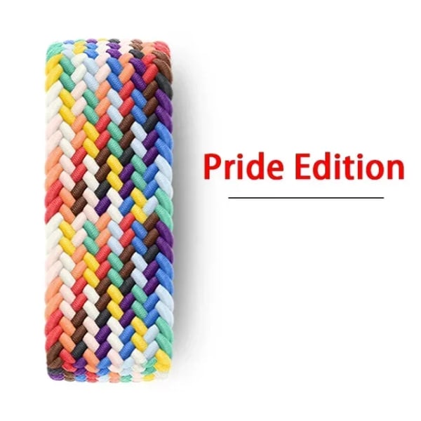 Lämplig för äpplen Flätad Solo Loop Rem För Apple Watch Band Nylon 49mm 45 44 41 40 38mm 42mm Correa Armband iwatch Series 9 8 7 5 SE 6 Official rainbow S