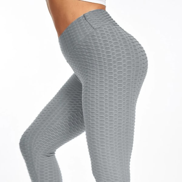 Yogabyxor med hög midja för kvinnor Magkontroll Slimming Booty Leggings Träning Löpning Strumpbyxor GRAY L