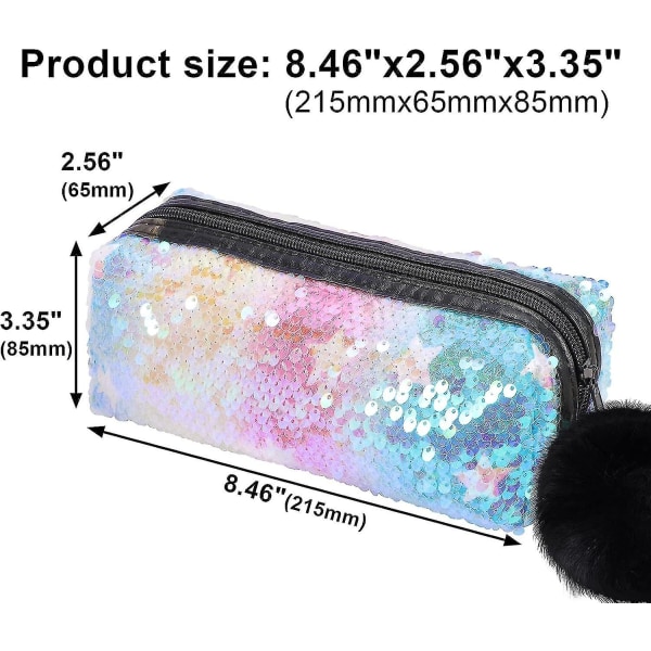 Phogary Glitter Kosmetikväska Sjöjungfru Spiral Vändbara paljetter Bärbar Dubbelfärg Studenter Case För Flickor Kvinnor Handväska Handväska Make null none