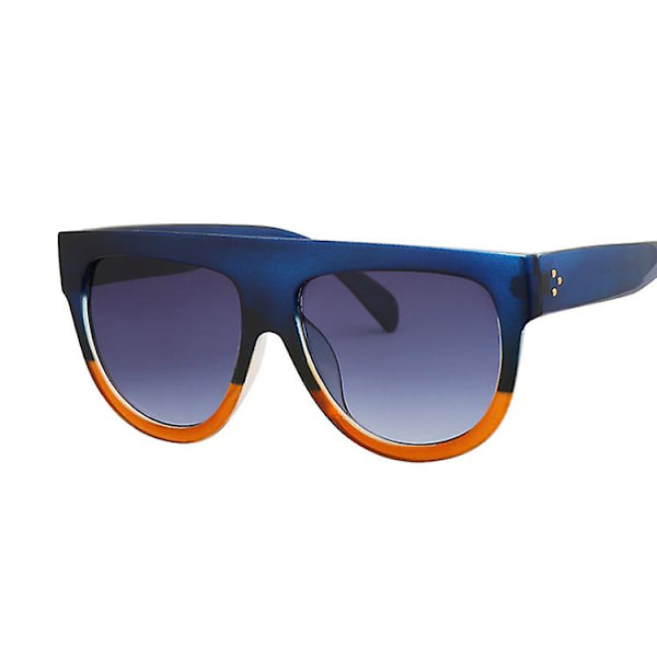 Överdimensionerad båge Svarta nyanser Fyrkantiga Solglasögon Kvinna Oval Märkesdesigner Vintage Mode Solglasögon Kvinna Oculos De Sol Blue Brown none