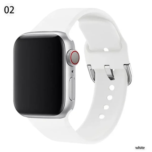 Lämplig för äpplen Mjuk silikonrem för Apple Watch Band 41mm 45mm 38mm 42mm 40 41mm Smart Watchband Armband För iWatch Series 9 8 7 6 White 42 44 45 49mm M-L