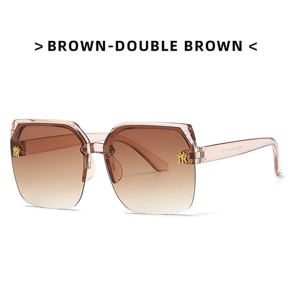 Fashion Square Half Frame Ins Style Glasögon Gradual Change Ocean Piece Stora Ram Solglasögon Brown Brown As shown