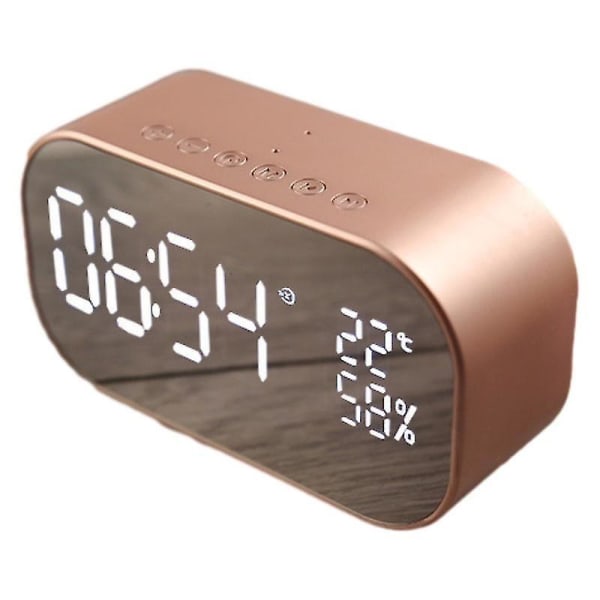 Väckarklocka Display Ljud Trådlös Bluetooth Bass Creative Desktop Bedside Högtalare Pink gold