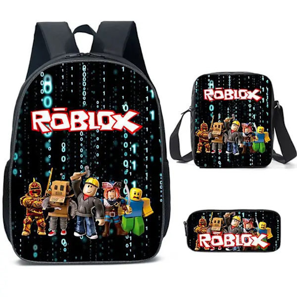 3PC-SET 3D-utskrift Roblox-spel som omger Primär- och gymnasieelever Ryggsäck Satchel Pen Väska Anime Cartoon Mochila 3PC--07