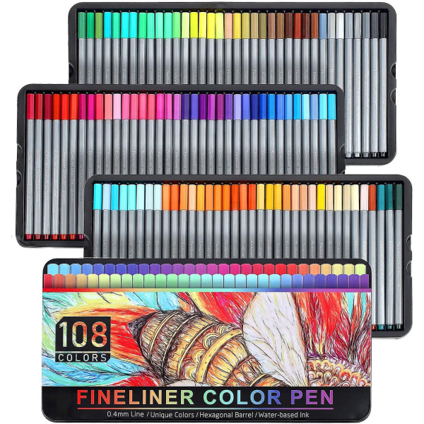 108 färger ritstiftset, dagbok, 0,4 mm, konsttillbehör
