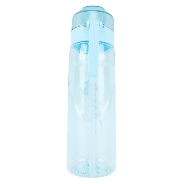 Doftvattenflaska 650 ml pop-up cover Transparent Portabel utomhussportdoft Vattenkopp med halmblå null none