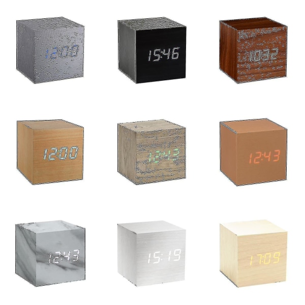Lyt Gingko Cube Led Click Clock Väckarklocka med ljudaktivering (tid, datum & temperatur) Olika färger A10 (DP) null none