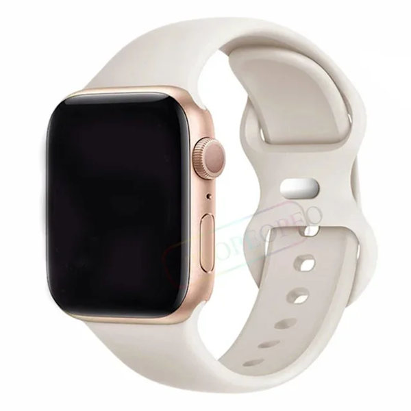 Lämplig för äpplen Silikonrem För Apple Watch Band 44mm 40mm 45mm 42-38-41mm original 1 1 armband iwatch series 8 7 se 3 4 5 6 9 ultra 71 Starlight 38mm-40mm-41mm S-M