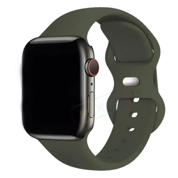 Lämplig för äpplen Silikonrem För Apple Watch Band 44mm 40mm 45mm 42-38-41mm original 1 1 armband iwatch series 8 7 se 3 4 5 6 9 ultra 34 dark olive 38mm-40mm-41mm M-L