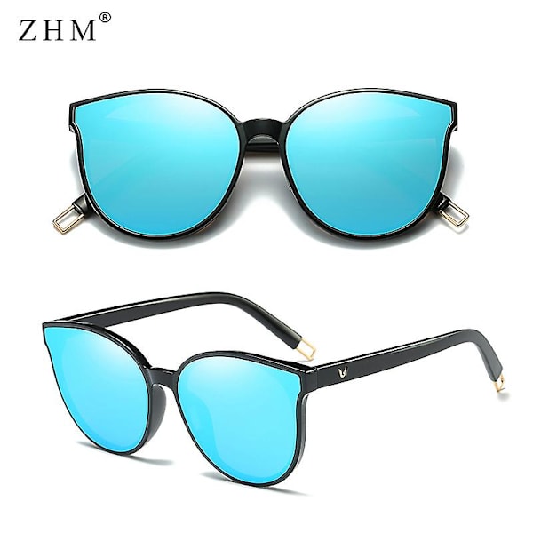 2023 Mode Färg Lyx Flat Top Cat Eye Elegant Solglasögon Kvinna Oculos De Sol Män Twin Beam Oversized Solglasögon Uv400 black blue As Picture