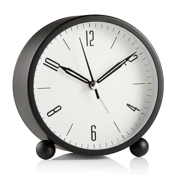 Ej tickande rundväckarklocka, batteridriven Black none