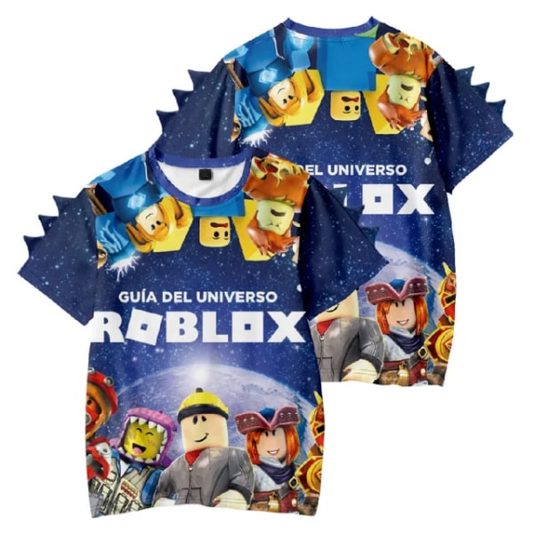 2024 Nytt 3D-sommarspel ROBLOX Printed barnkläder Dinosaurie Kortärmad T-shirt Fashionabla och mångsidiga P 160CM