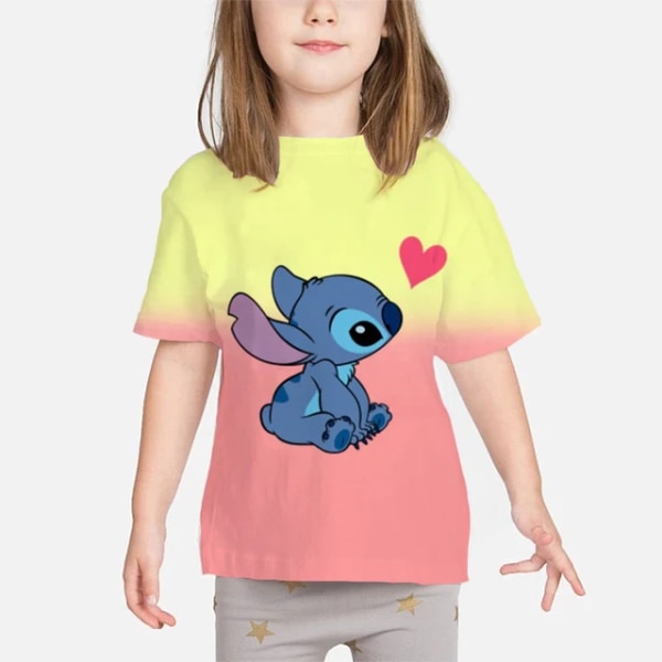 Kawaii Lilo Stitch Rolig tecknad T-shirt Barnstygn Söt Manga T-shirt Y2k Grafisk T-shirt för flickor Streetwear Boys Top Tees 21 110