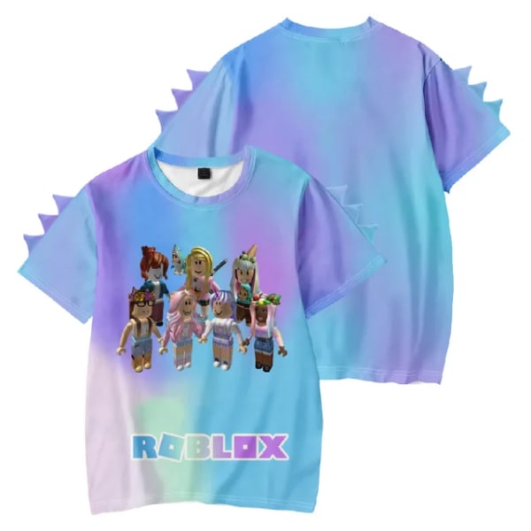 2024 Nytt 3D-sommarspel ROBLOX Printed barnkläder Dinosaurie Kortärmad T-shirt Fashionabla och mångsidiga O 120CM