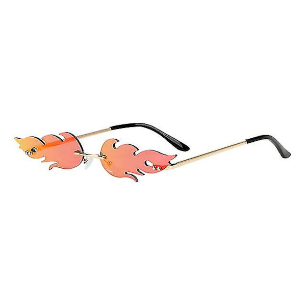 Streetwear Fashion Fire Flame Solglasögon Bilglasögon Uv 400 Glasögon Trendiga Narrow Rimless Wave Solglasögon Red