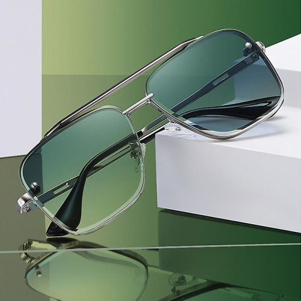 Nya Gradient Solglasögon för män Mode Metall Stor Ram Solglasögon Brand Design Lyx Lunette De Soleil Homme Uv400 Gold Blue As Picture