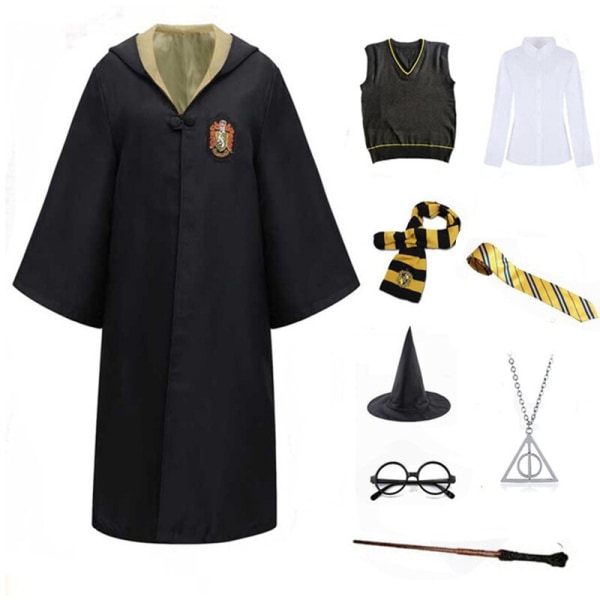 Harry Potter magiska dräkt Hufflepuff 9-delars set (halsband) vuxen XXL