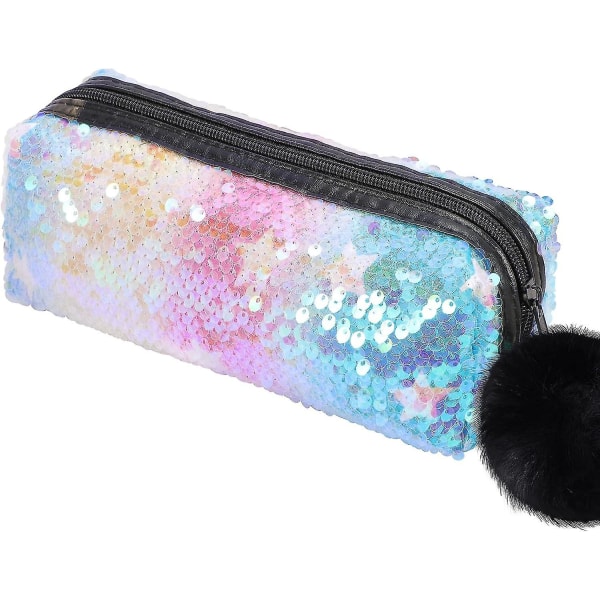 Phogary Glitter Kosmetikväska Sjöjungfru Spiral Vändbara paljetter Bärbar Dubbelfärg Studenter Case För Flickor Kvinnor Handväska Handväska Make null none