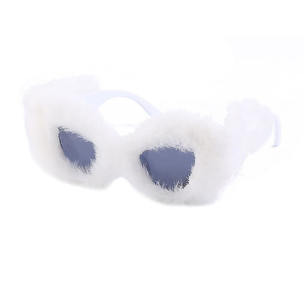 Whitenightclub Solglasögon Dam Plysch Fuzzy Cat Eye Solglasögon Punk Soft Velvet Shades Dam Handgjorda Party Maskerad Eyewearxq-sg1346