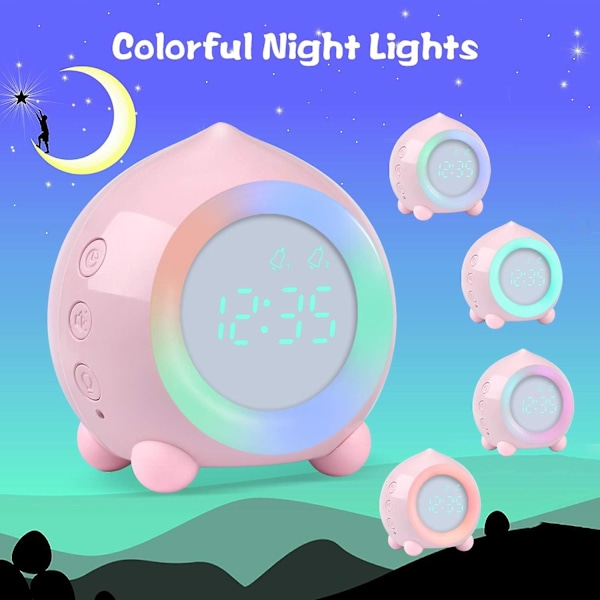 Väckarklocka Barn Lysande LED Digital Lampa Väckarklocka Nattlampa Tjej Pojkar Dag Natt Barn Volym Justerbar Snooze Väckarklocka i USB Cha null none