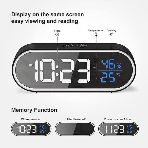Digital väckarklocka Stor led luftfuktighet temperatur display, acsergery USB null none