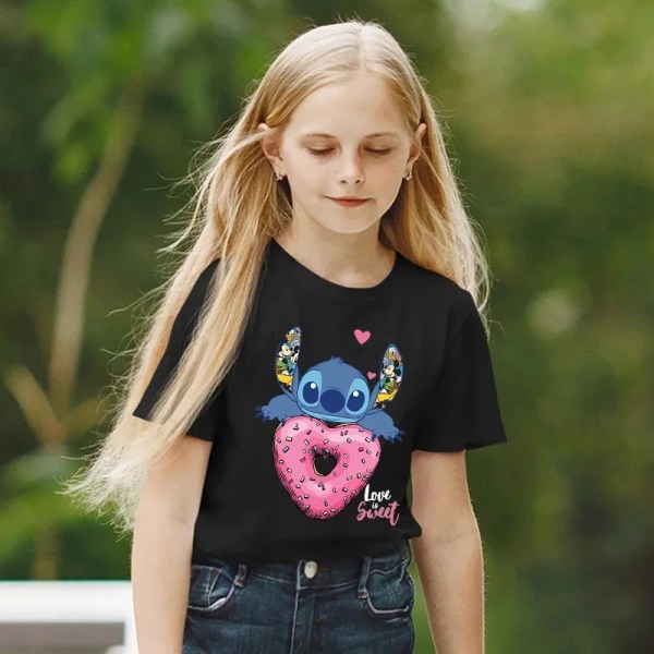 Barn T-shirt i bomull Barn Disney Lilo Stitch Tecknad T-shirt Stitch Söt Manga T-shirt Y2k Grafisk T-shirt Tjej Pojke Topp T-shirts 59219 100