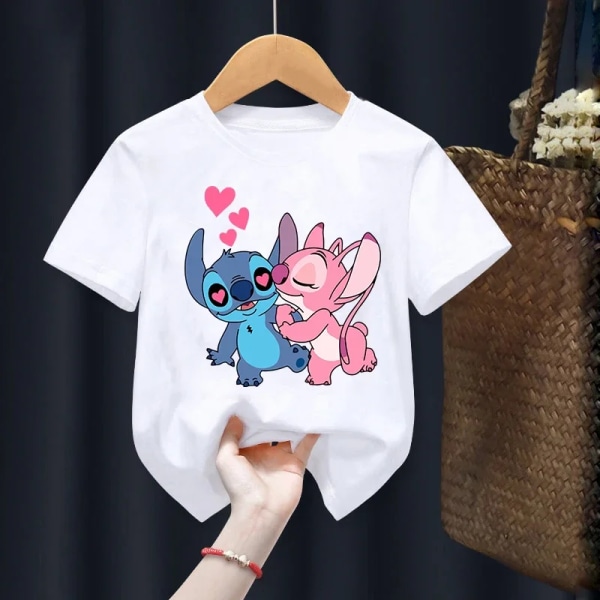 Disney Lilo Stitch Barn T-shirt Kawaii T-shirt Anime Tecknade Barn Casual T-shirt Barn Flicka Pojke Mode Y2K Topp 011632 150