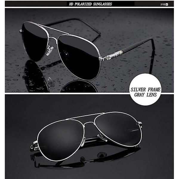 Aviation Metallbåge Kvalitet Överdimensionerad fjäderben Legering Herr Solglasögon Polariserad Brand Design Pilot Man Solglasögon Körning Silver Frame Grey Other