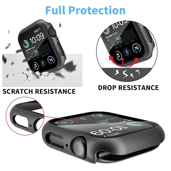 Lämplig för äpplen Tempered Glass+ Cover för Apple Watch 9 8 7 45mm 41mm PC Bumper Skärmskydd Case iWatch Series 7 6 5 4 SE2 44mm 40mm matte 1 Stralight 41MM(Series7 8 9)