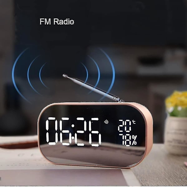 Väckarklocka Display Ljud Trådlös Bluetooth Bass Creative Desktop Bedside Högtalare Gold