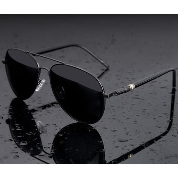 Aviation Metallbåge Kvalitet Överdimensionerad fjäderben Legering Herr Solglasögon Polariserad Brand Design Pilot Man Solglasögon Körning Gun Frame Grey Lens Other