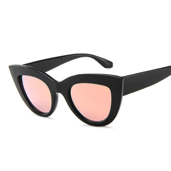 Vintage Cat Eye Solglasögon Kvinna Retro Märke Cateye Shades Solglasögon Gradient Spegel Plastbåge Designer Oculos De Sol Black Pink other