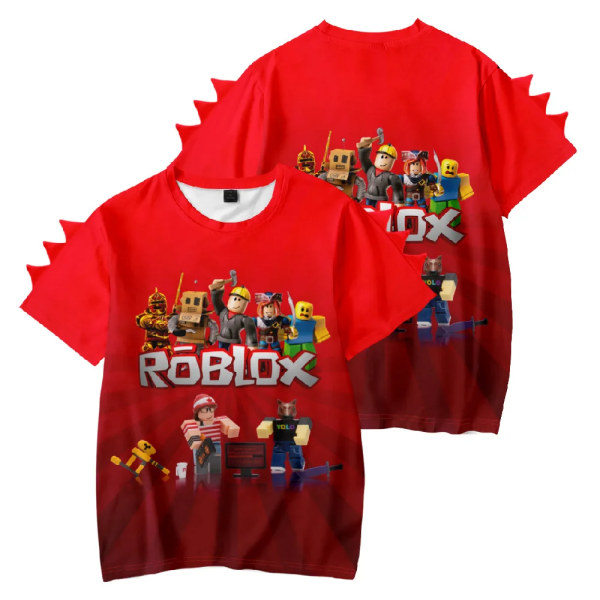 2024 Nytt 3D-sommarspel ROBLOX Printed barnkläder Dinosaurie Kortärmad T-shirt Fashionabla och mångsidiga F 110CM